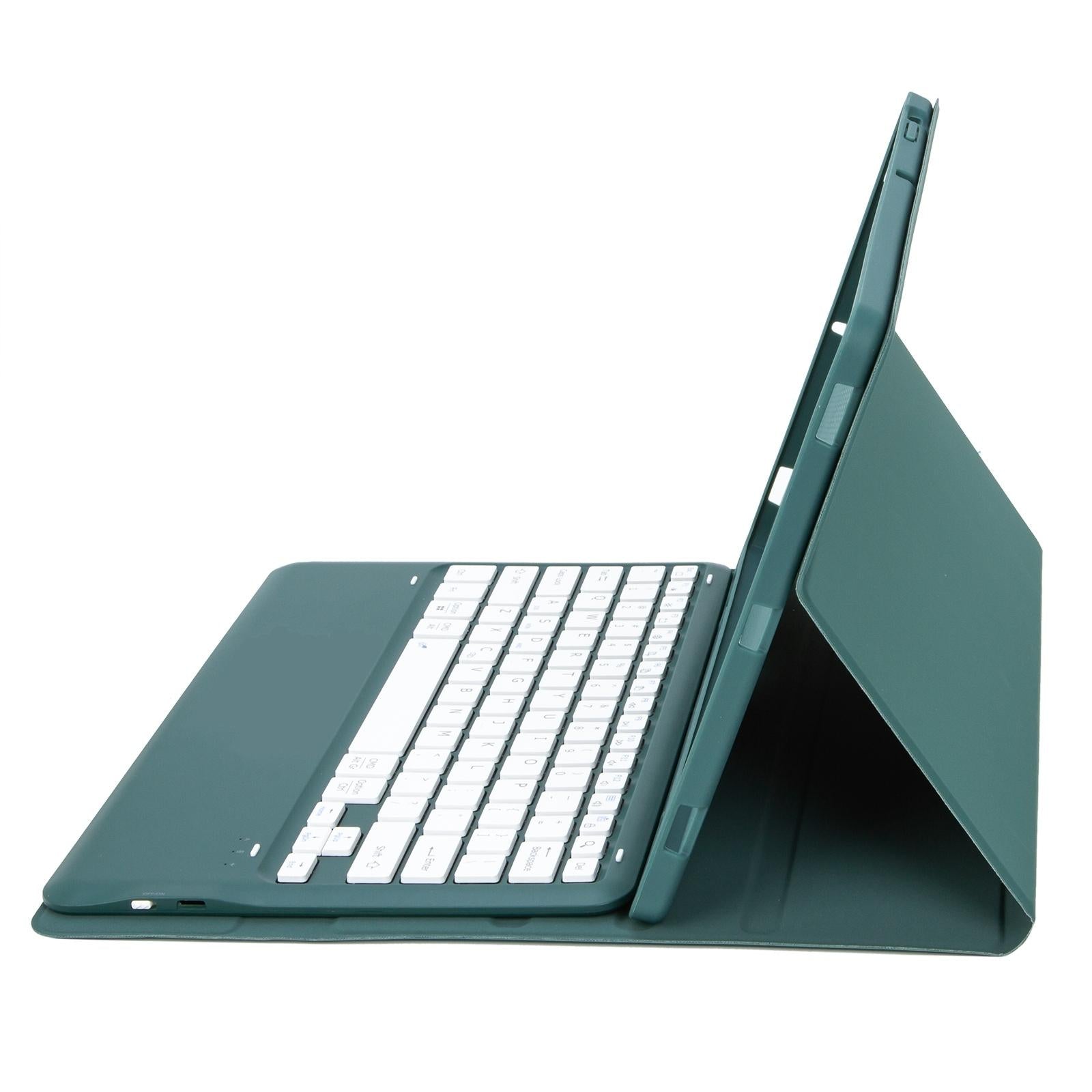 V562-C101499200ADE-202504291932-15 Detachable Bluetooth Keyboard Leather Case For Ipad Pro 12.9 2021 / 2020 / 2018 With Pen Slot - Dark Green - Image 16