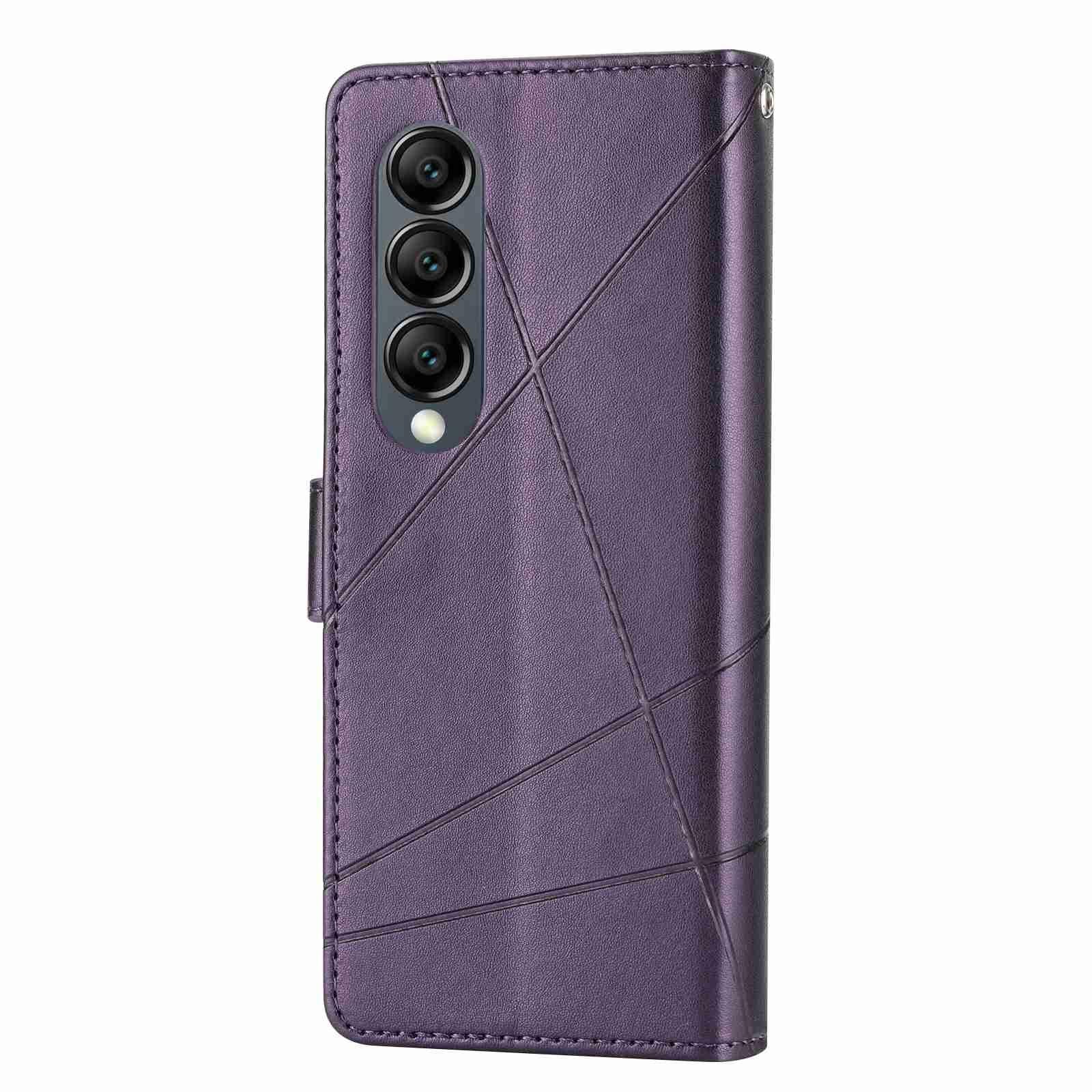 V562-C102570600ADE-202505221907-03 For Samsung Galaxy Z Fold4 5G Embossed Pu Leather Phone Case - Red - Image 4
