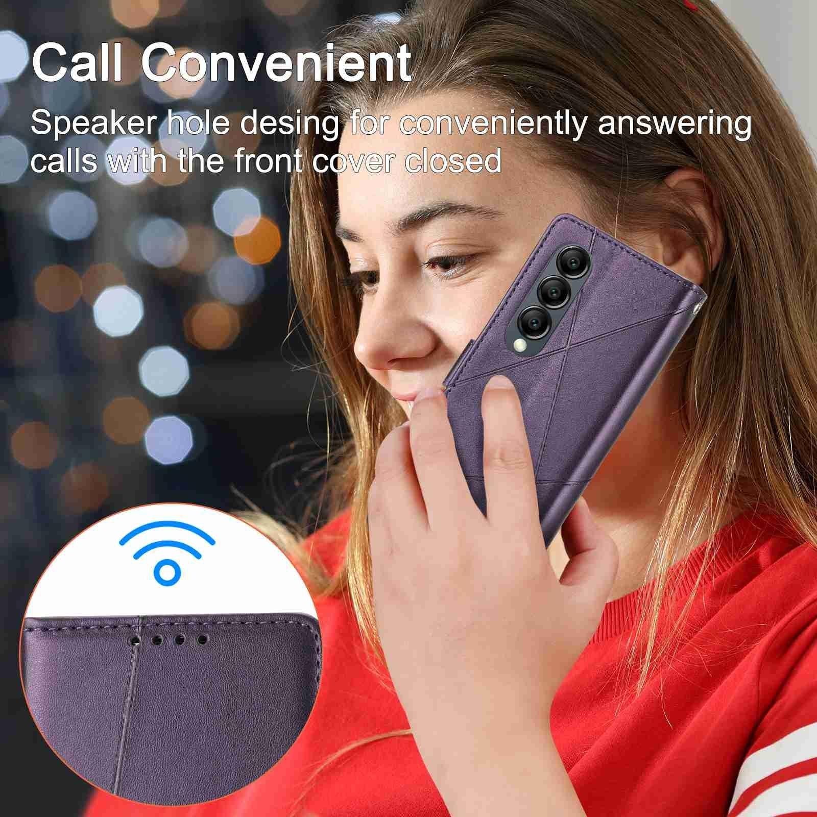 V562-C102570600ADE-202505221907-07 For Samsung Galaxy Z Fold4 5G Embossed Pu Leather Phone Case - Red - Image 8