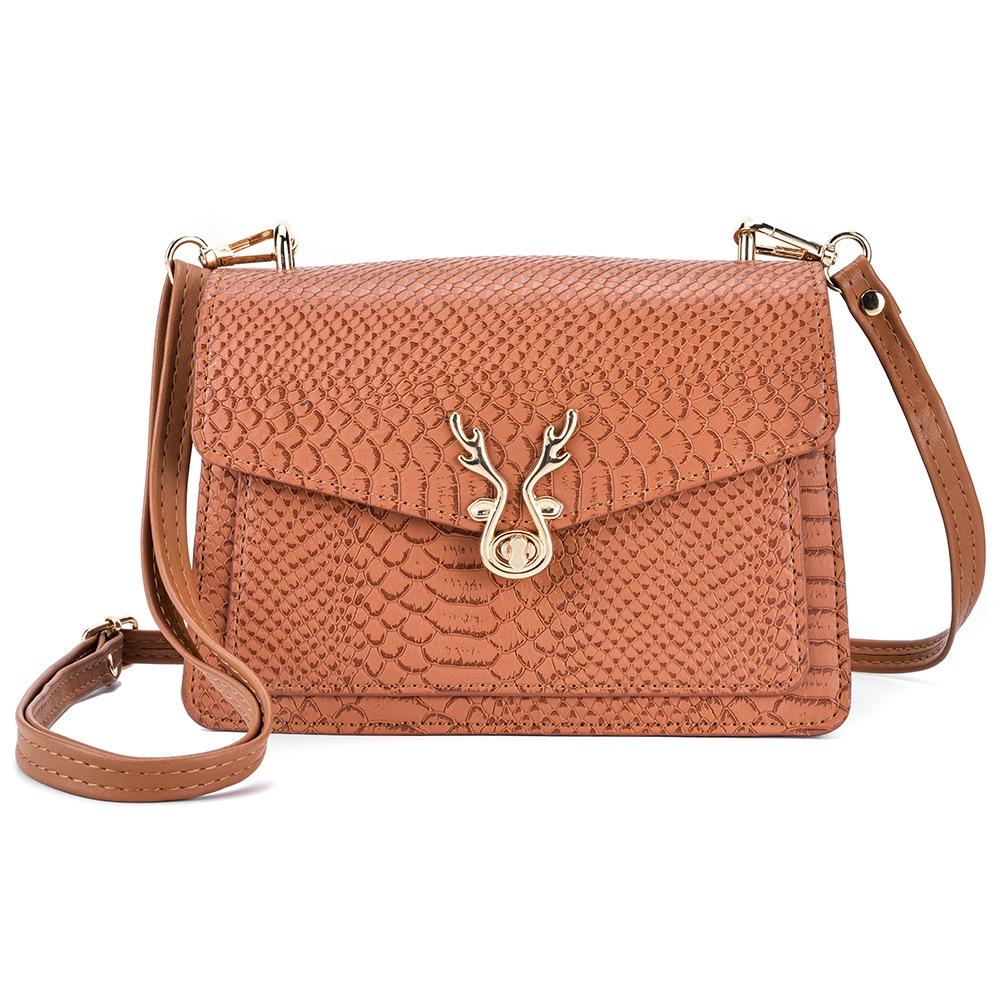V562-C1033193060DBT-202505191531-00 Stylish Crocodile Leather Crossbody Phone Bag - Orange - Image 1