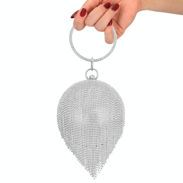 V562-C1044412810DBT-202502271815-00 Crystal Tassel Clutch for Weddings and Parties - Silver Crystal Bag - Image 1
