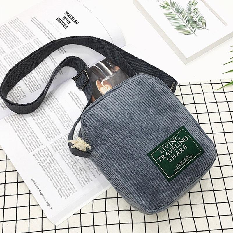 V562-C1045604060DBT-202505191512-00 Striped Velvet Crossbody Bag Versatile & Simple - Grey - Image 1