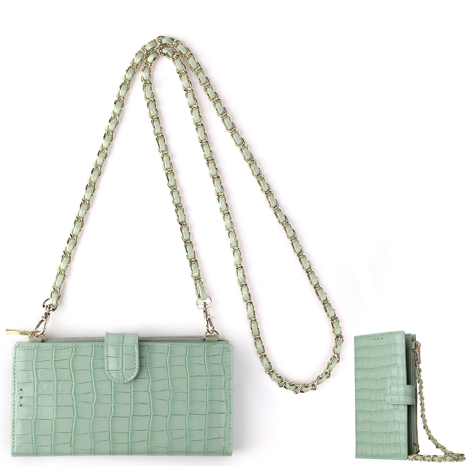 V562-C1048192060DBT-202505191512-00 Long Crossbody Mini Shoulder Bag For Coins & Phone - Light Green - Image 1