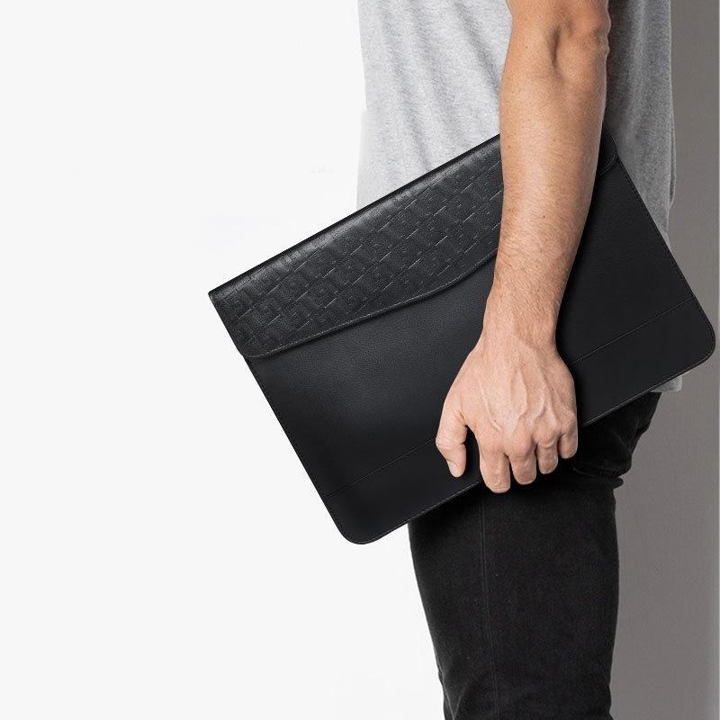 V562-C1048455750DBT-202504022020-07 Embossed Notebook Liner Bag with Magnetic Holster - 11-12 Inch Horizontal Design - Black - Image 8