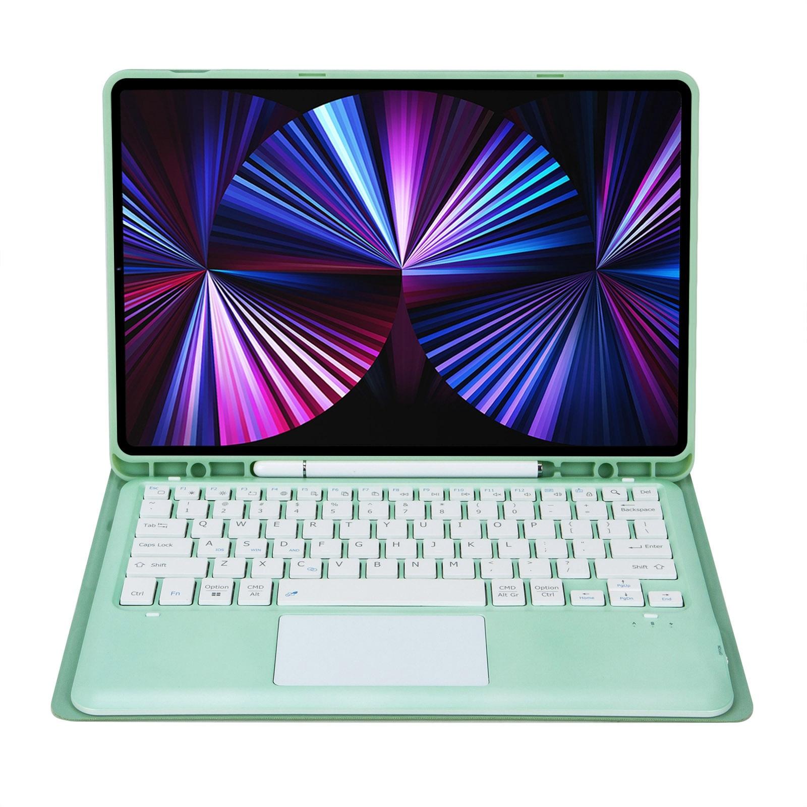 V562-C105499200ADE-202504291935-13 Detachable Bluetooth Keyboard Leather Case For Ipad Pro 12.9 2021 / 2020 / 2018 With Touch Pad - Dark Green - Image 14