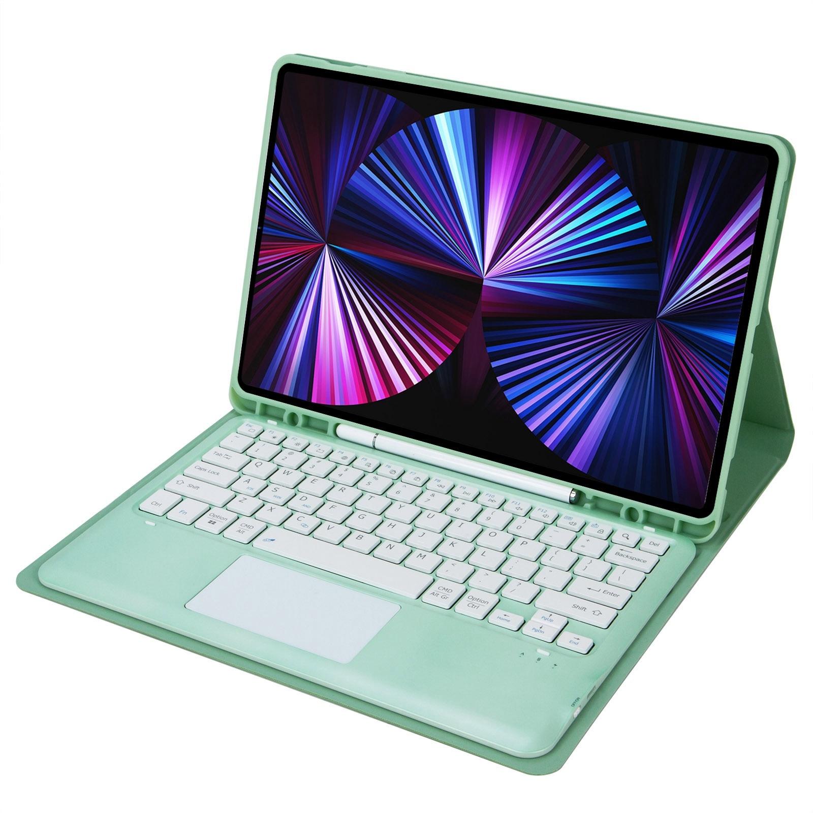 V562-C105499200ADE-202504291935-14 Detachable Bluetooth Keyboard Leather Case For Ipad Pro 12.9 2021 / 2020 / 2018 With Touch Pad - Dark Green - Image 15