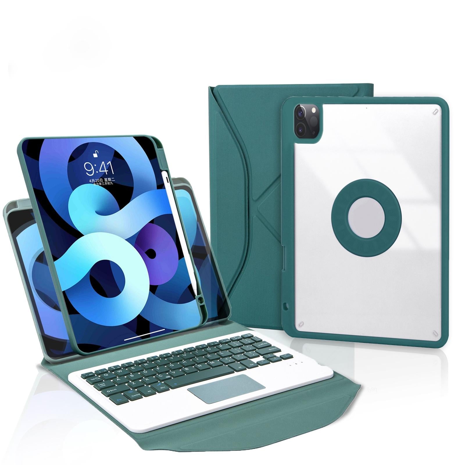 V562-C106972300ADE-202504291938-11 Bluetooth Keyboard Leather Case For Ipad Pro 11 With Pen Slot And Touchpad - Green - Image 12