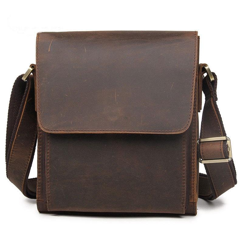 V562-C1074222060DBT-202505191643-00 Rustic Leather Men Shoulder Bag - Dark Brown - Image 1