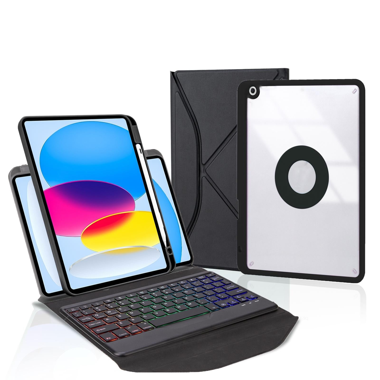 V562-C107575400ADE-202504291907-01 Bluetooth Keyboard Leather Tablet Case With Pen Slot And Backlight - Green - Image 2