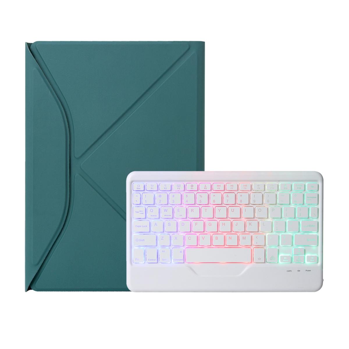 V562-C107575400ADE-202504291907-08 Bluetooth Keyboard Leather Tablet Case With Pen Slot And Backlight - Green - Image 9