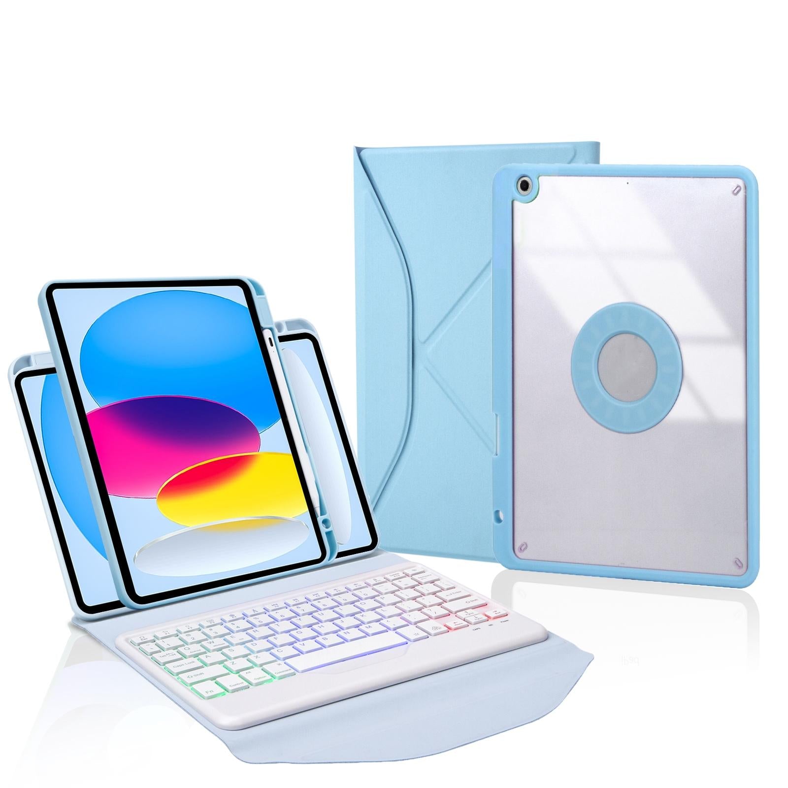 V562-C107575400ADE-202504291907-13 Bluetooth Keyboard Leather Tablet Case With Pen Slot And Backlight - Green - Image 14