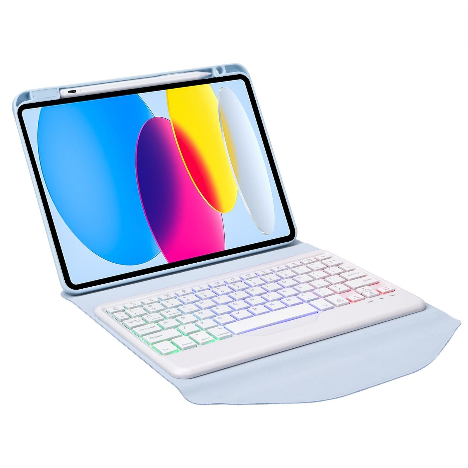 V562-C107575400ADE-202504291907-15 Bluetooth Keyboard Leather Tablet Case With Pen Slot And Backlight - Green - Image 16