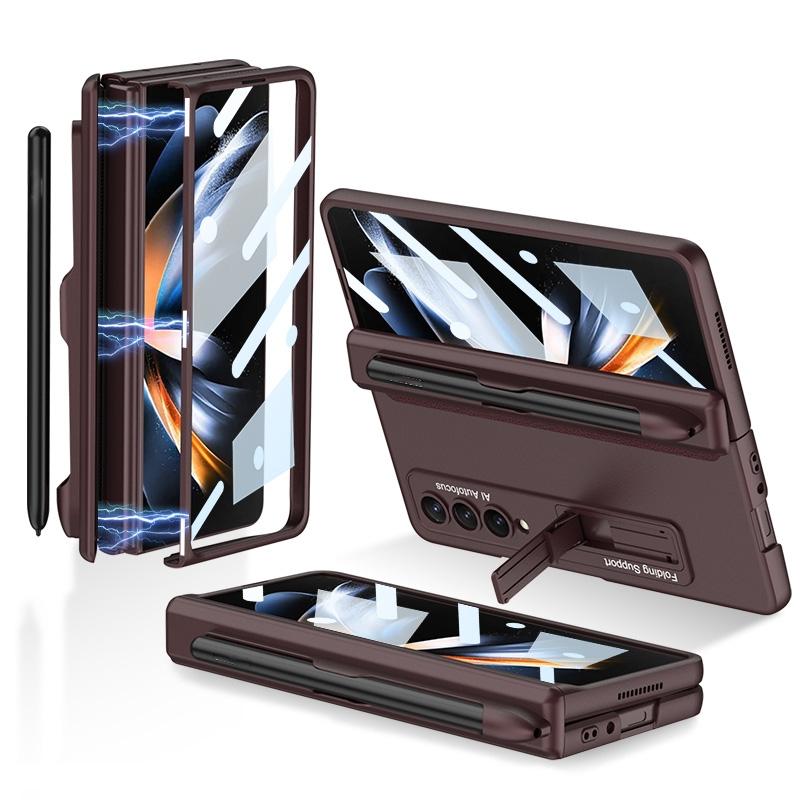 V562-C107857300ADE-202505291211-13 For Samsung Galaxy Z Fold4 5G Foldable Magnetic Flip Case With Holder & Pen Slot - Gkk - Silver - Image 14