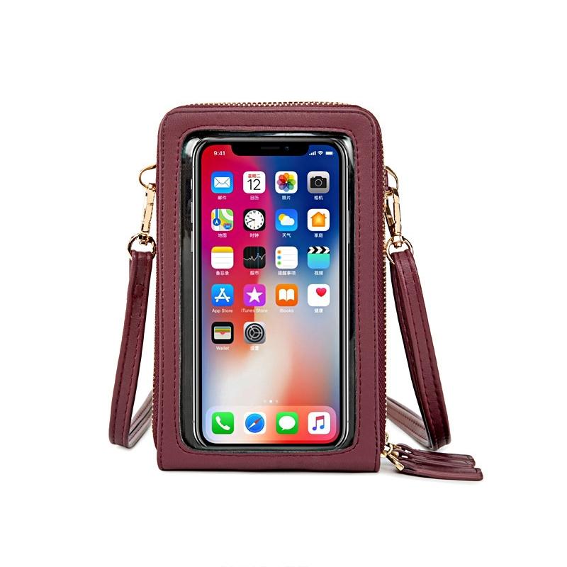 V562-C1086102060DBT-202505191607-00 Multifunctional Touch Screen Phone Bag - Red Wine - Image 1