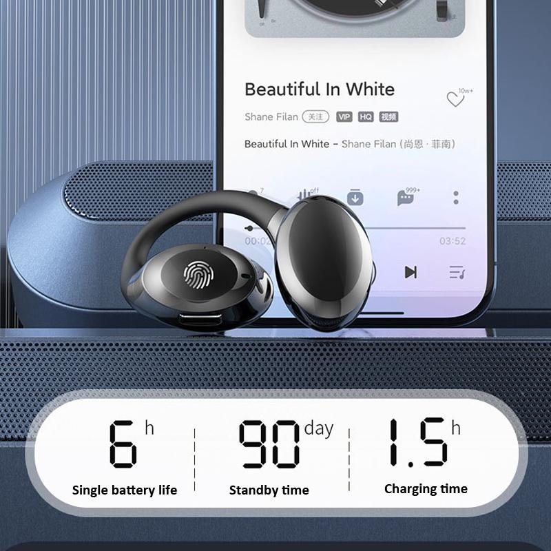 V562-C1087824060DBT-202505222017-10 Waterproof Touch Control Wireless Earphones with Ear-hook for Sports - White - Image 11