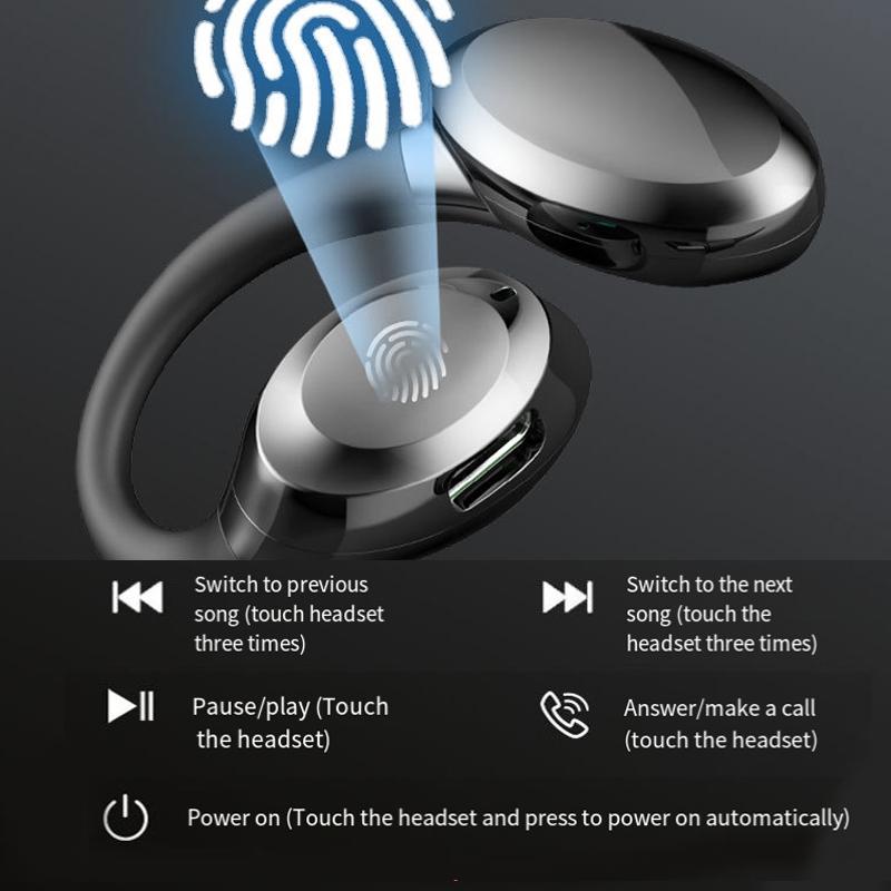 V562-C1087824060DBT-202505222017-11 Waterproof Touch Control Wireless Earphones with Ear-hook for Sports - White - Image 12