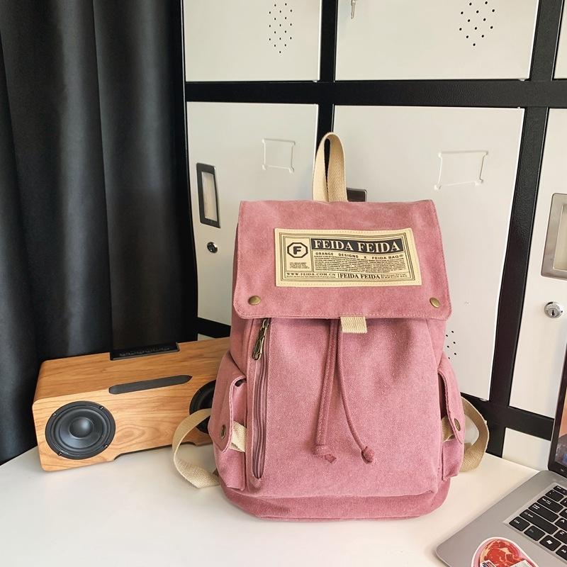 V562-C1091235060DBT-202505191631-00 Large Capacity Canvas Backpack For Teens - Pink - Image 1