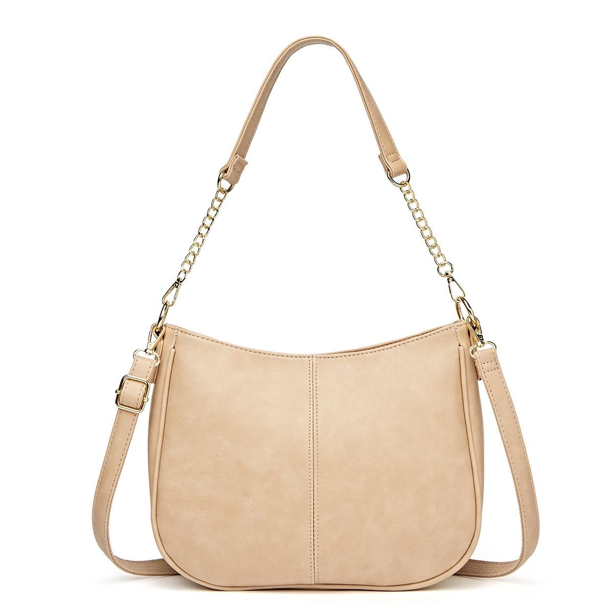 V562-C1094343060DBT-202505191527-01 Adjustable Leather Crossbody Bag Large Capacity - Beige - Image 2