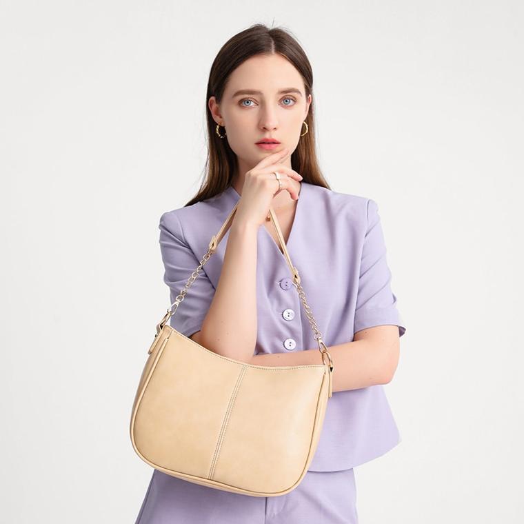 V562-C1094343060DBT-202505191527-02 Adjustable Leather Crossbody Bag Large Capacity - Beige - Image 3