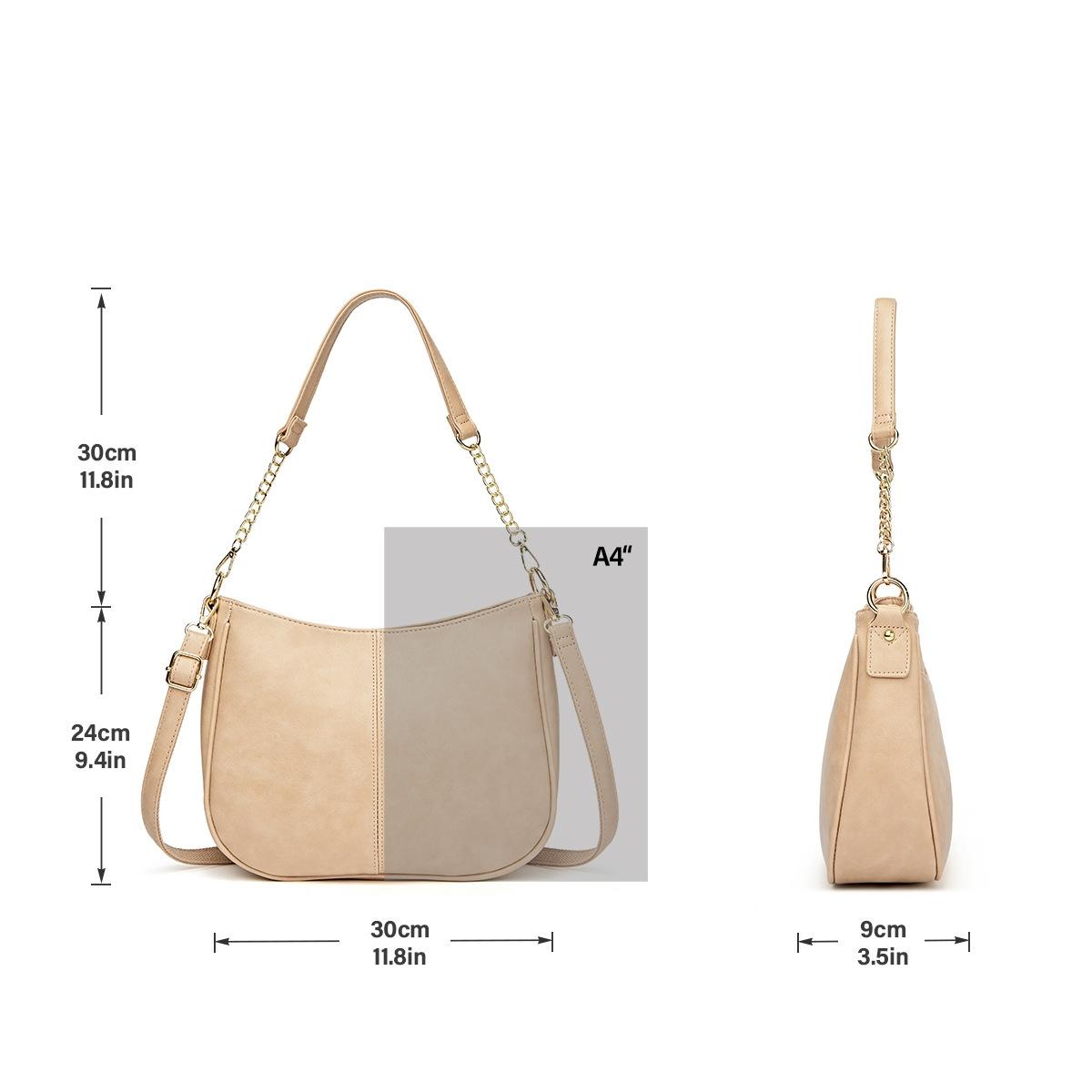 V562-C1094343060DBT-202505191527-03 Adjustable Leather Crossbody Bag Large Capacity - Beige - Image 4