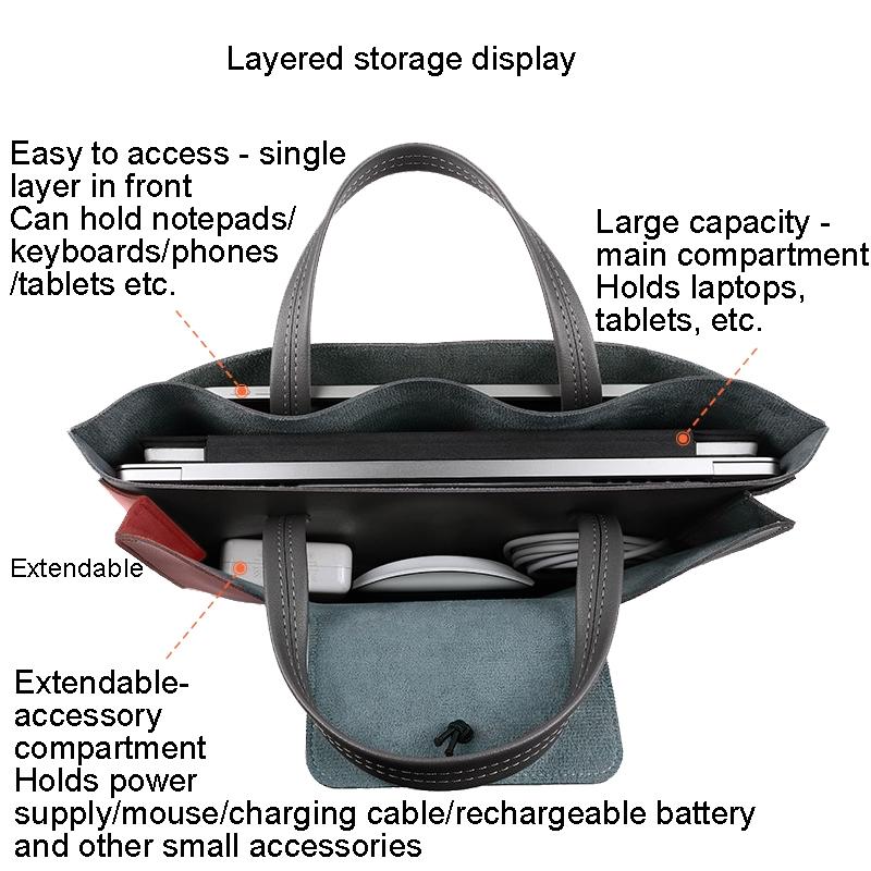 V562-C1094673060DBT-202502282121-04 Waterproof Elastic Button Laptop Handbag - Pu Material - Khaki - 13.3/14 Inch - Image 5