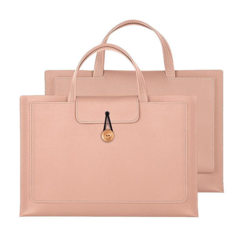 V562-C1094673060DBT-202502282121-15 Waterproof Elastic Button Laptop Handbag - Pu Material - Khaki - 13.3/14 Inch - Image 16