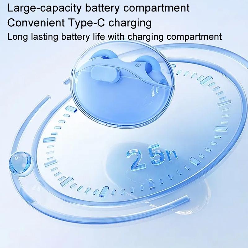 V562-C1099634060DBT-202505222035-06 Wireless Bluetooth Earphone - Transparent Ear Clip - Ows Sports - Blue - Image 7