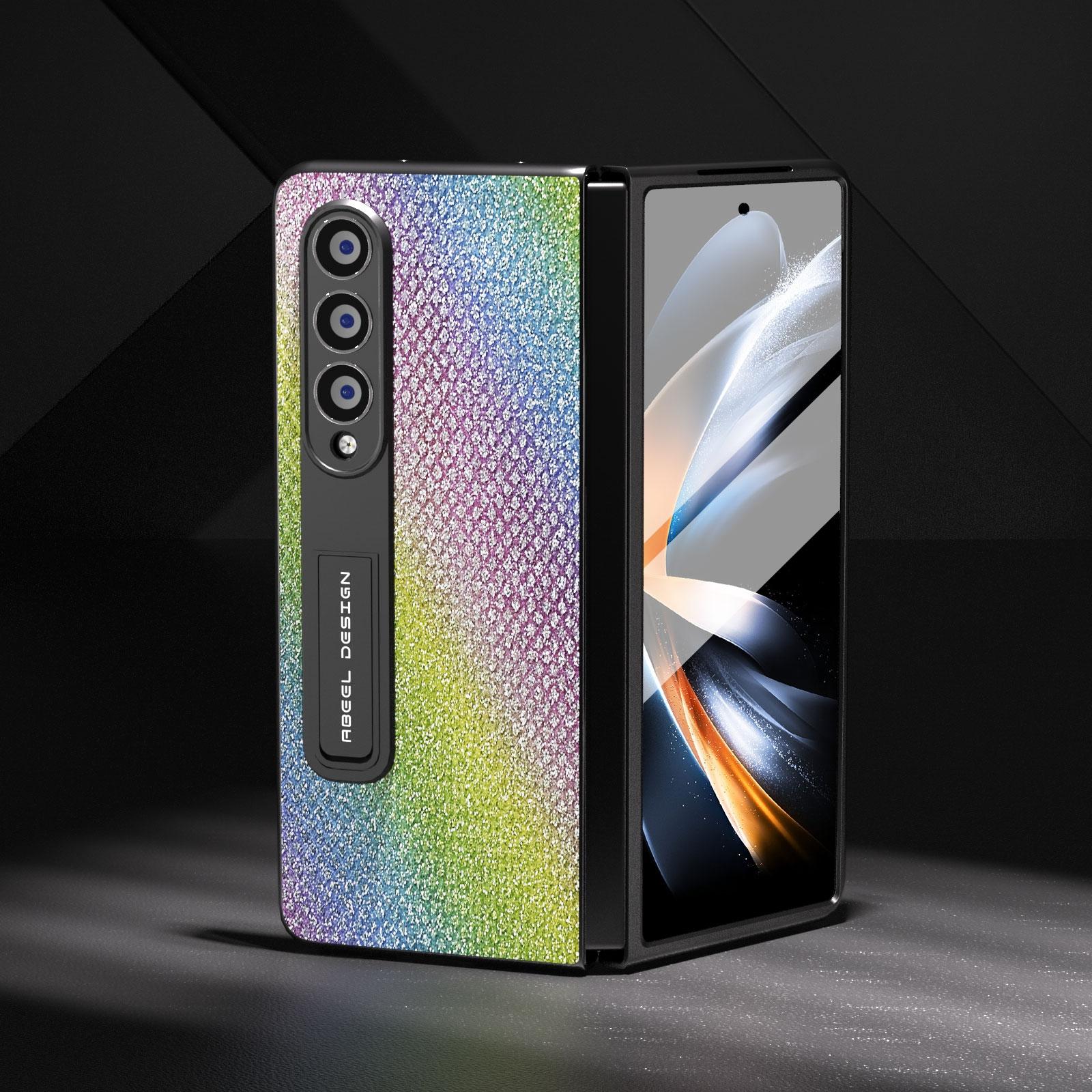 V562-C201017400ADE-202505291227-02 For Samsung Galaxy Z Fold4 5G Diamond Edge Case With Holder - Silver - Image 3