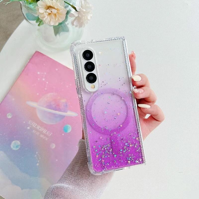 V562-C205192200AYS-202503211516-01 For Samsung Galaxy Z Fold4 5G Sparkle Tpu Case With Magsafe - Purple - Image 2