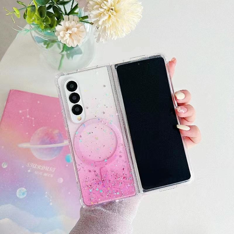V562-C205192200AYS-202503211516-13 For Samsung Galaxy Z Fold4 5G Sparkle Tpu Case With Magsafe - Purple - Image 14