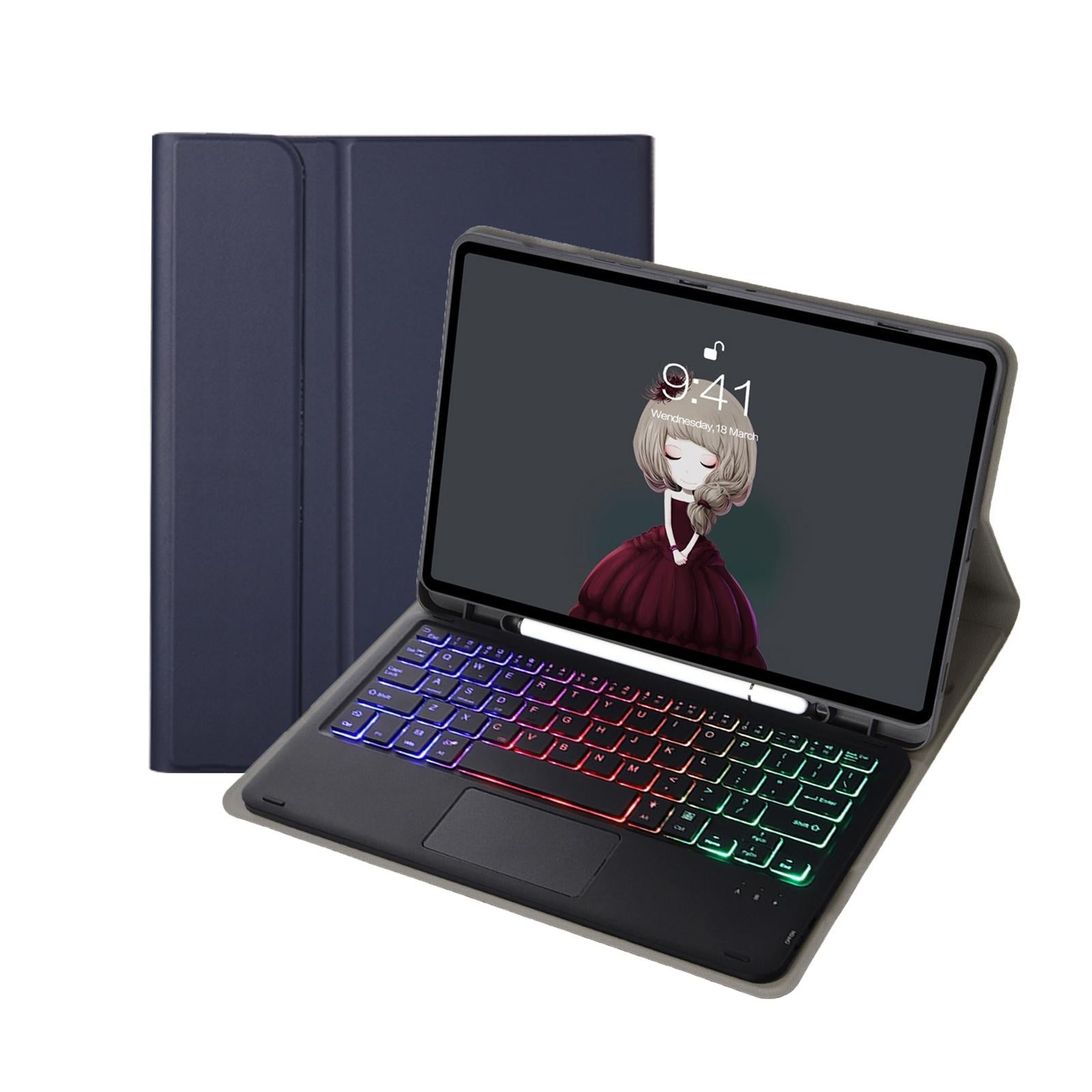 V562-C208510300ADE-202504291846-06 Bluetooth Keyboard Leather Tablet Case For Ipad 10.2 / 10.5 / Air 2019 With Touch Pad & Pen Slot - Rose Gold - Image 7