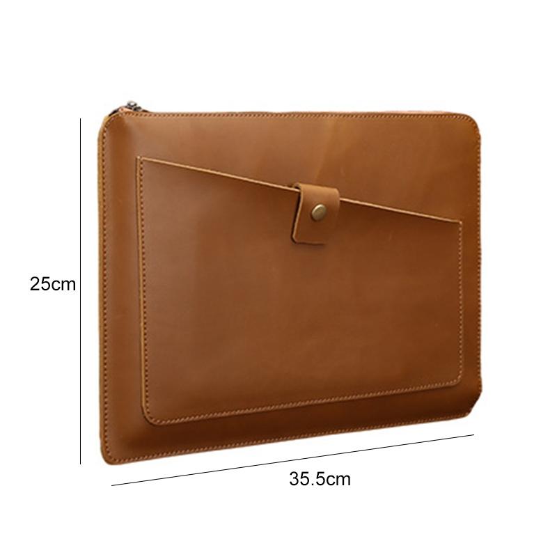 V562-C2896BL-202504022110-02 Premium Leather Business Laptop Bag With Zipper - Universal Fit - Coffee - Image 3