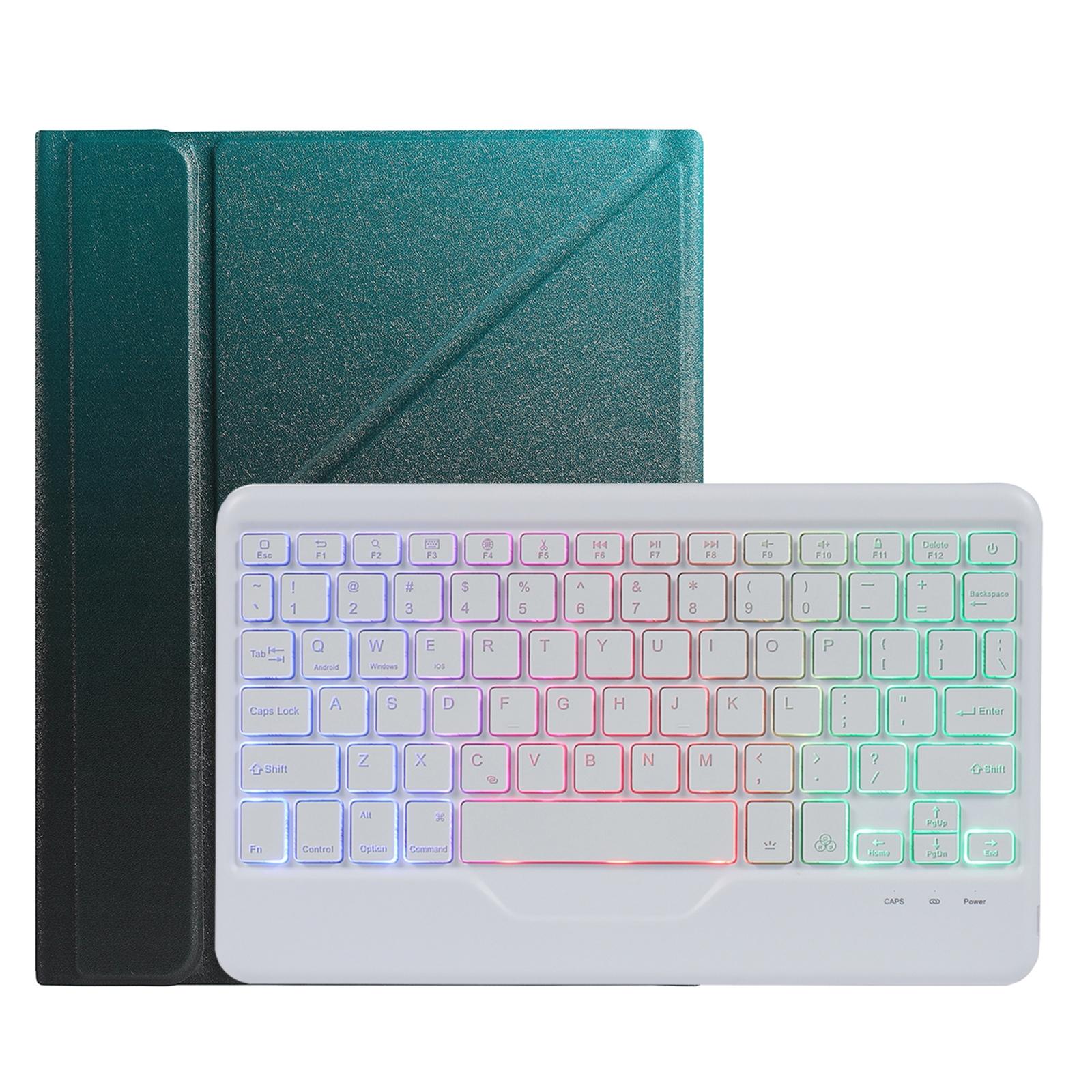 V562-C303166100ADE-202504292007-01 Bluetooth Keyboard Leather Case For Ipad Pro 11 With Holder & Pen Slot - Gradient Dark Green - Image 2
