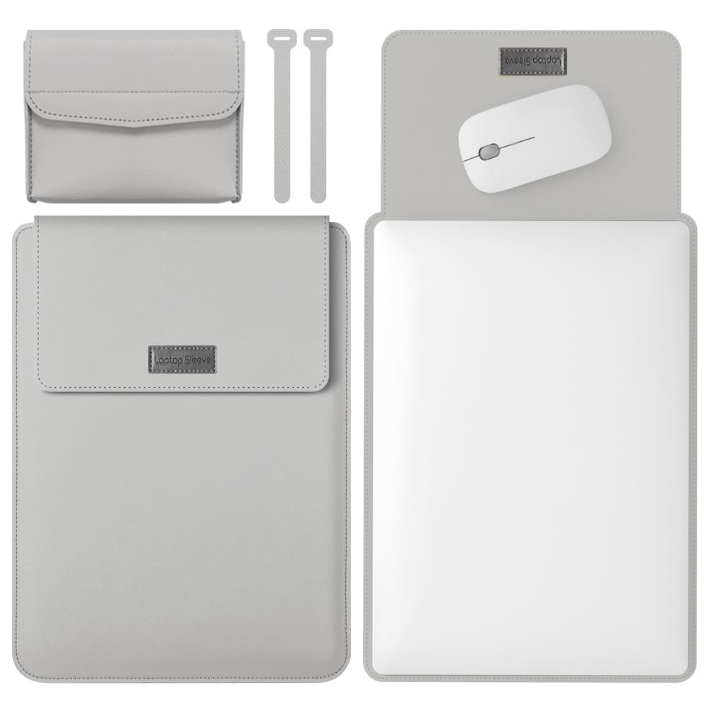 V562-C303402300ADE-202504022046-10 Lightweight Leather Computer Bag - 4-in-1 Portable - Fits 15.4 / 15.6 / 16.1 Inches - Grey - Image 11