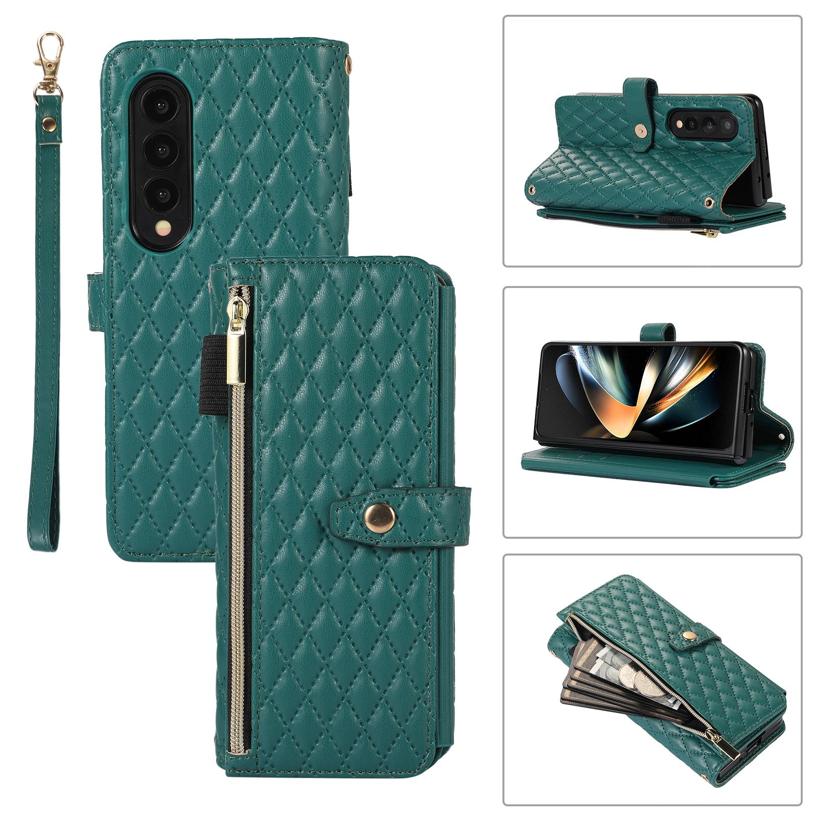 V562-C307541500ADE-202503211405-15 For Samsung Galaxy Z Fold4 5G Foldable Diamond Lattice Phone Case - Dark Green - Image 16