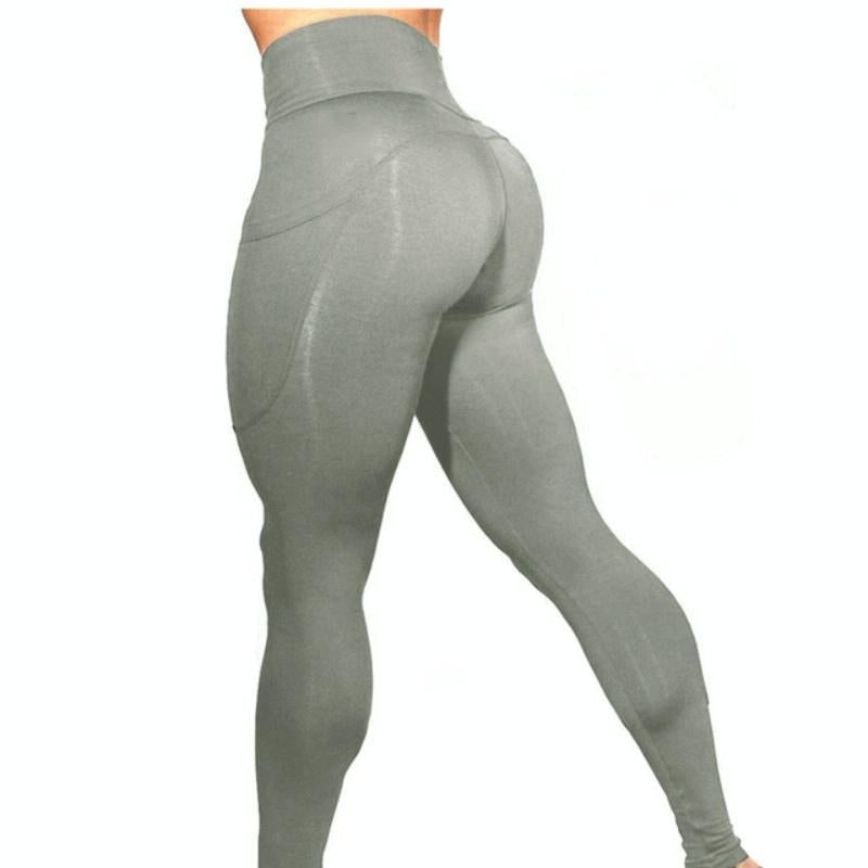 V562-C407983550DBT-202503261952-00 High Elastic Yoga Pants With Pockets For Women Jogging Workout Running Leggings Xl - Gray - Xl - Image 1