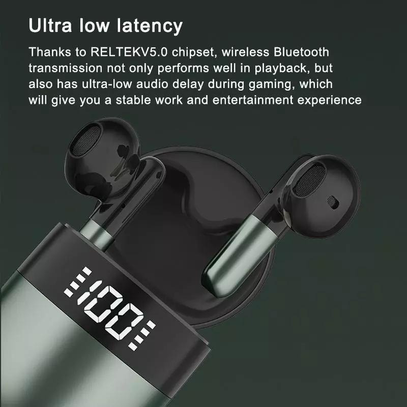 V562-D100134100AYS-202505222000-05 Wireless Bluetooth Earphones with Led Display and Hifi Sound for Sports - Green - Image 6