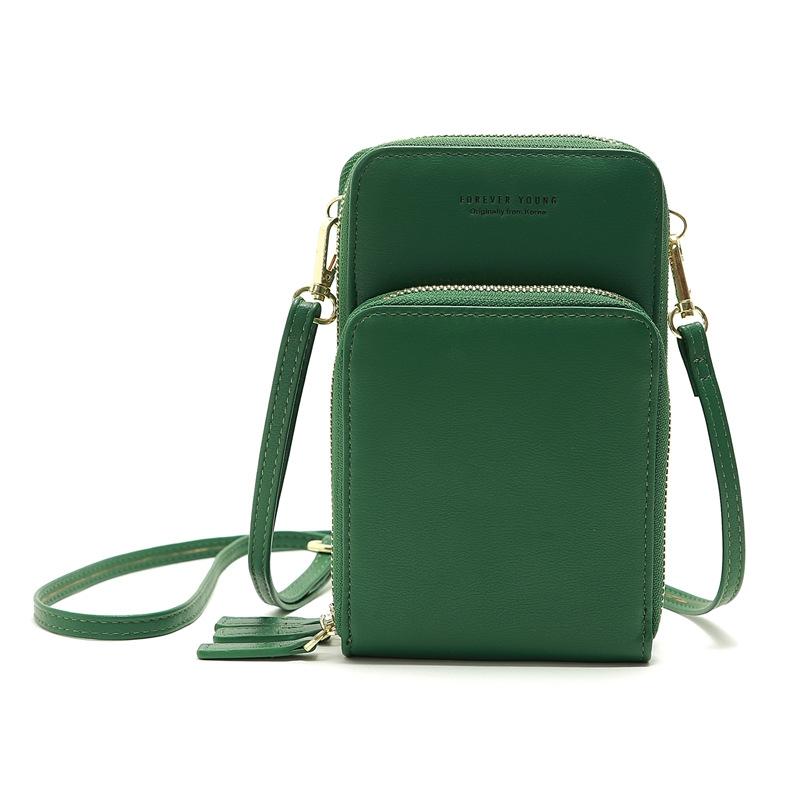 V562-D1002789650DBT-202505191636-00 Women Pu Mobile Phone Shoulder Bag Large Capacity - Green - Image 1