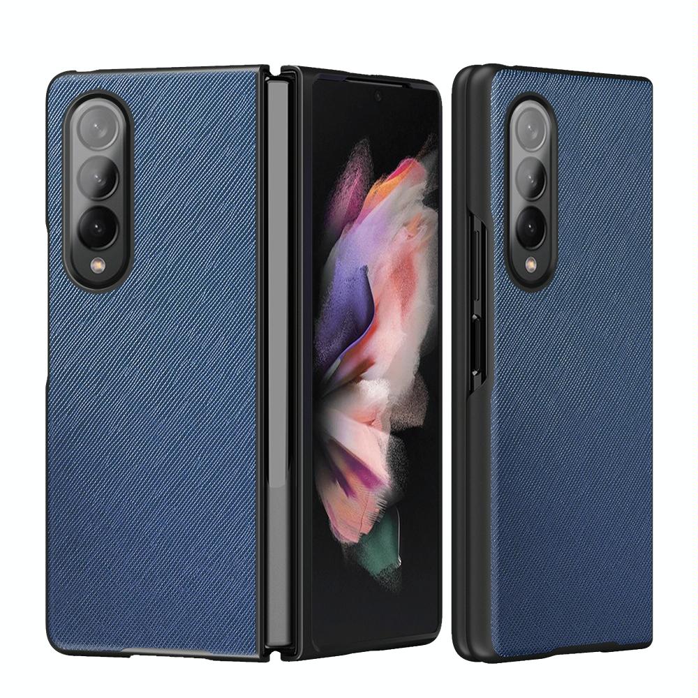 V562-D100282300ADE-202503211321-08 For Samsung Galaxy Z Fold4 5G Foldable Cross Pattern Phone Case - Foldable Design - Blue - Image 9