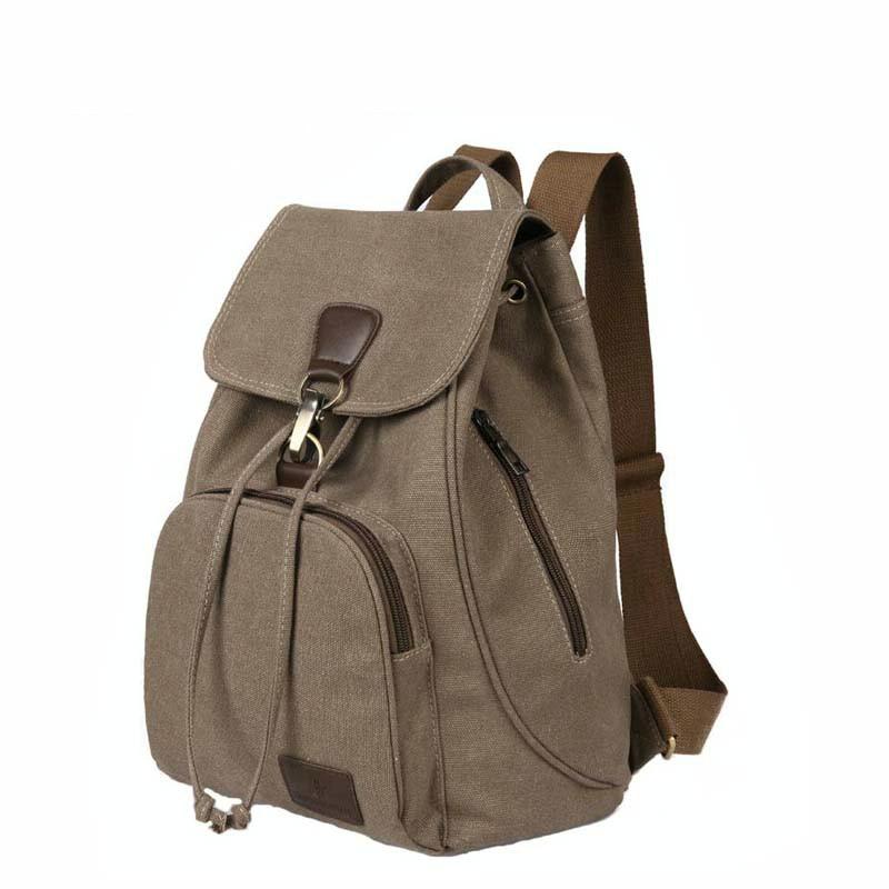 V562-D100543940DBT-202502282215-03 Women Canvas Laptop Backpack - Compact and Stylish - Khaki - Image 4