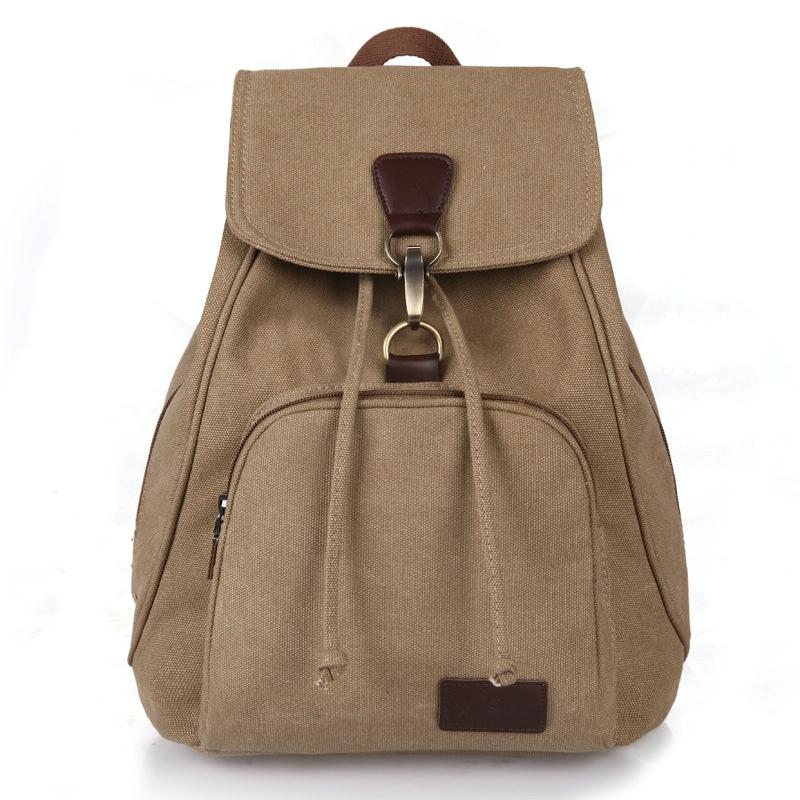 V562-D100543940DBT-202502282215-04 Women Canvas Laptop Backpack - Compact and Stylish - Khaki - Image 5