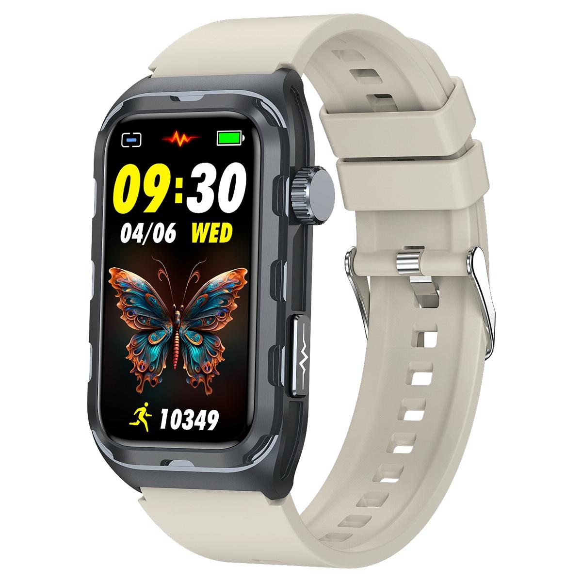 V562-D100582600ADE-202504252032-00 Waterproof Ecg Smart Watch For Health Monitoring - Ip68 - Beige - Image 1