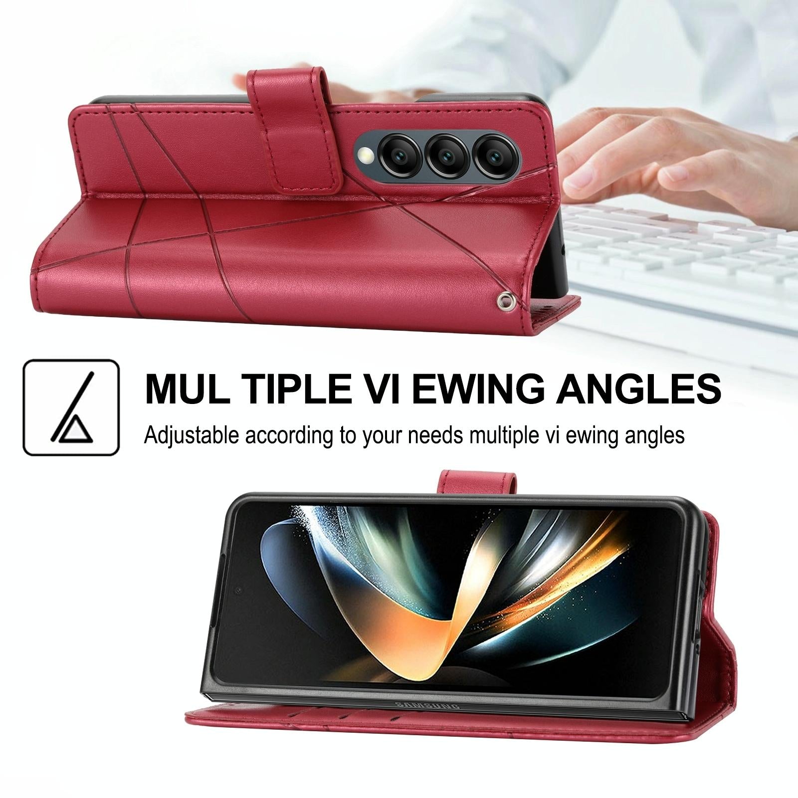 V562-D102570600ADE-202505221906-13 For Samsung Galaxy Z Fold4 5G Embossed Pu Leather Phone Case - Brown - Image 14