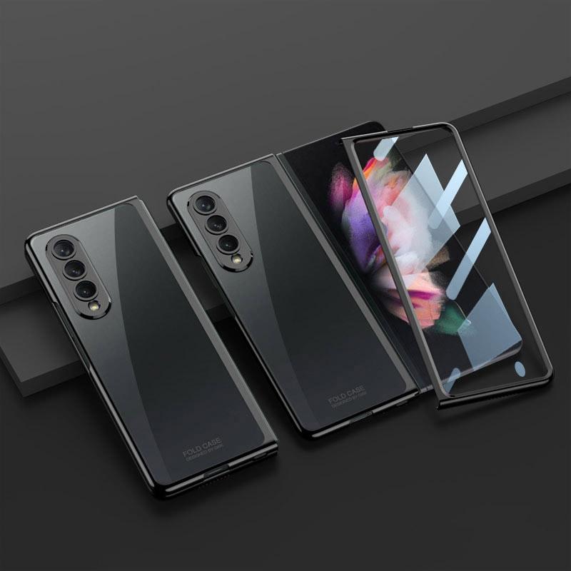 V562-D104006300ADE-202503211340-02 For Samsung Galaxy Z Fold4 5G Full Coverage Electroplated Glass Case - Silver - Image 3