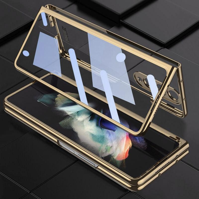 V562-D104006300ADE-202503211340-04 For Samsung Galaxy Z Fold4 5G Full Coverage Electroplated Glass Case - Silver - Image 5