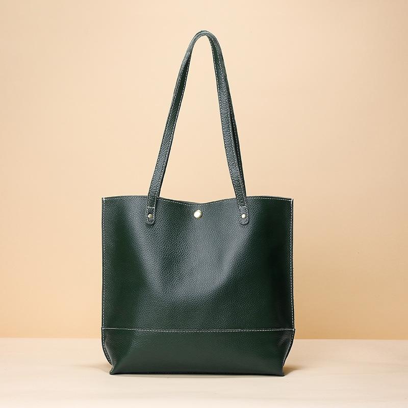 V562-D104098200ADE-202505191625-00 Stylish Leather Tote For Women - Dark Green - Image 1