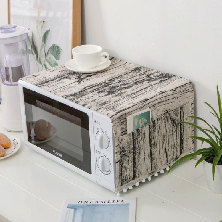V562-D1056977230DBT-202503031841-00 Universal Cotton Linen Microwave Dust Cover - Wood Grain - Image 1