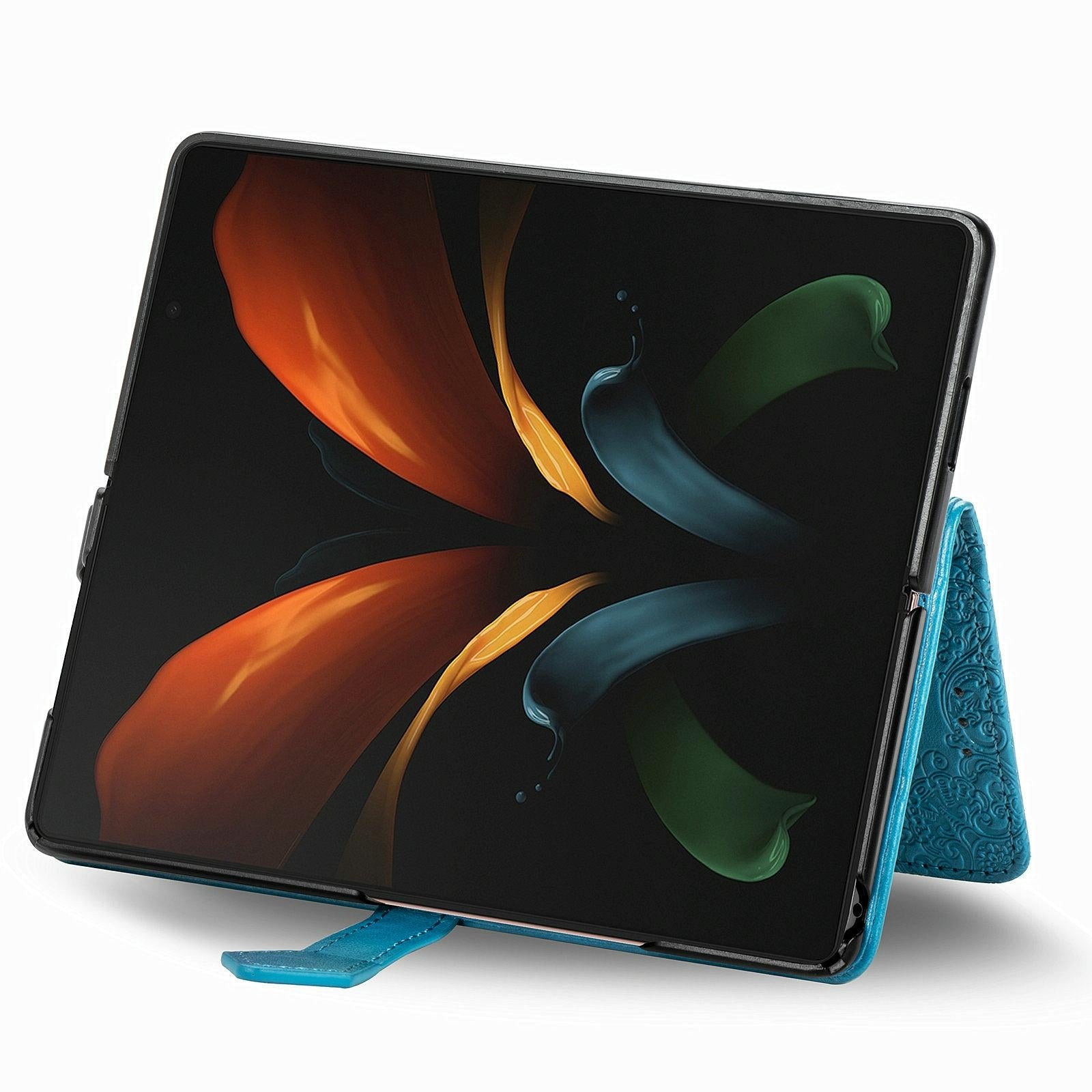 V562-D106859100AYS-202503211406-04 For Samsung Galaxy Z Fold4 5G Embossed Mandala Leather Phone Case - Green - Image 5