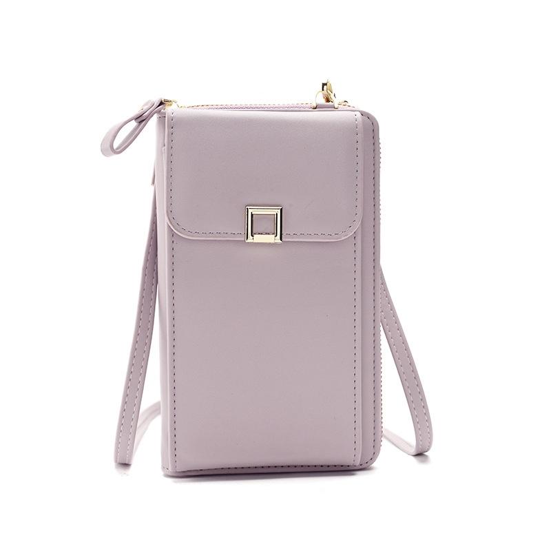 V562-D1073092060DBT-202505191711-00 Women Cross Body Phone Purse With Long Strap - Light Purple - Image 1