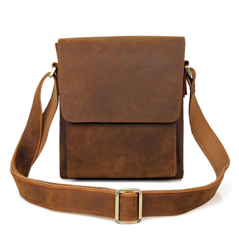 V562-D1074222060DBT-202505191645-00 Rustic Leather Men Shoulder Bag - Brown Yellow - Image 1